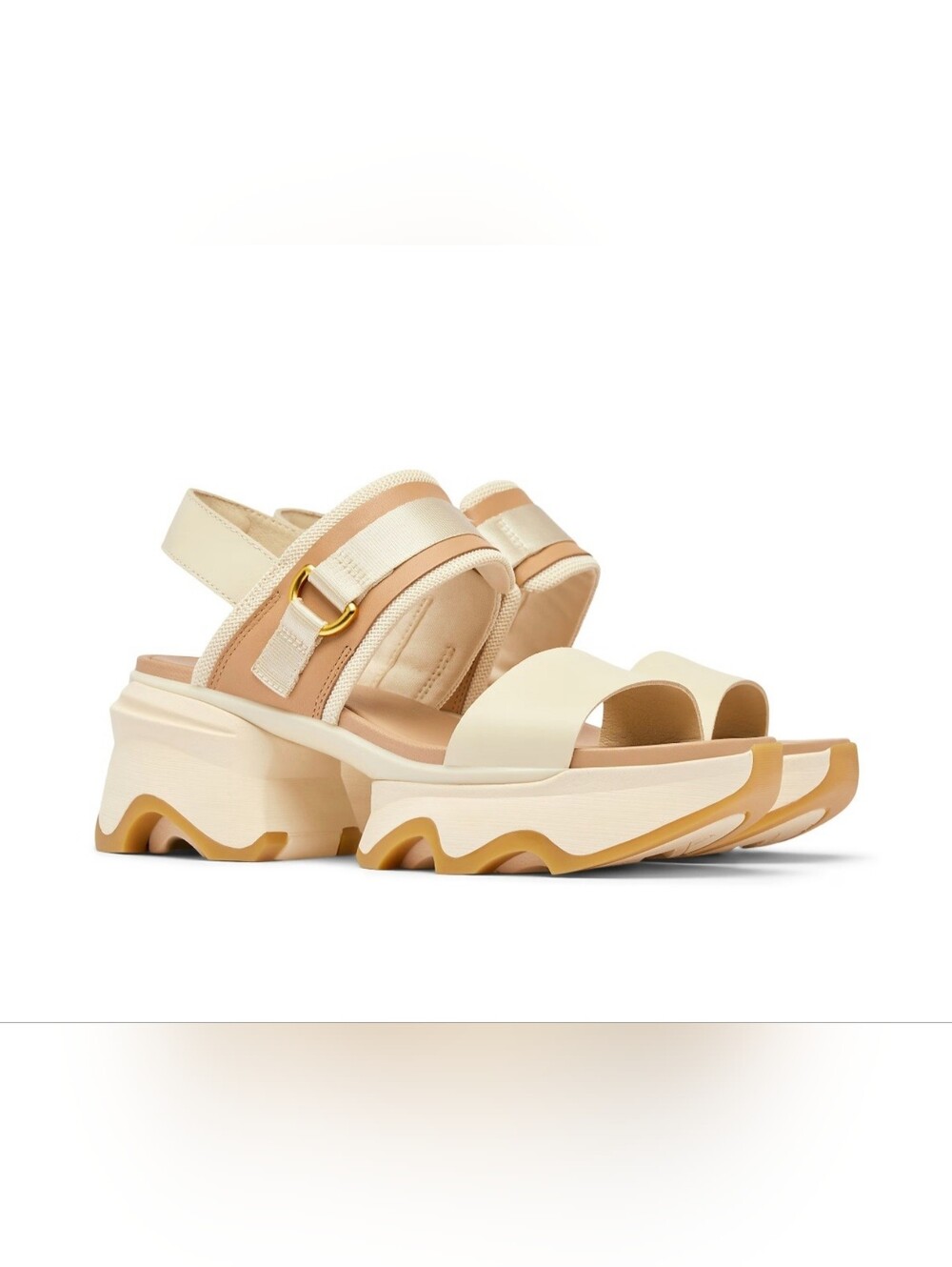 Sorel NWOB Kinetic Impact Slingback Heel Sandals in Cream and Tan Size 9